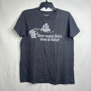 TNT Tootsie Pop Mr Owl Graphic Tee Mens M Retro Candy Snack T-Shirt Gray Skater